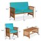 Outdoor Patio Furniture Set 4 Piece Acacia Wood Loveseat Sofa Chairs with Table